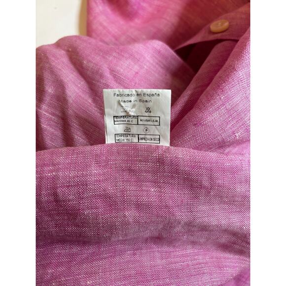 Archipalago Size Large Pink 100% Linen Shirt Long Sleeve Button Down Preppy - Picture 5 of 11